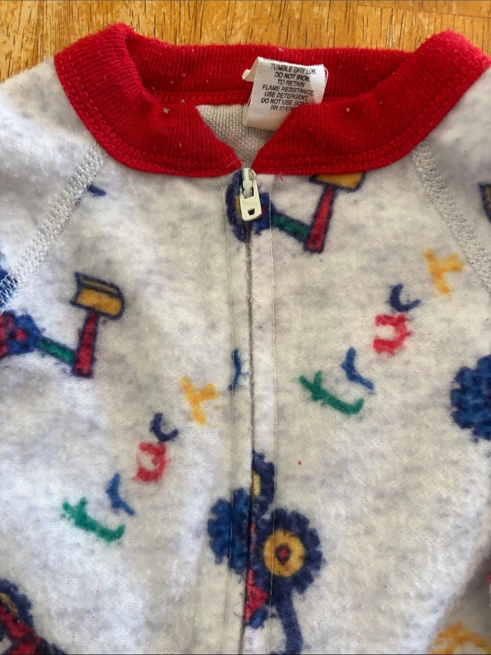 Vintage Screamers Construction Red-Trim Kids One-Piece Footed Pajama 2T
